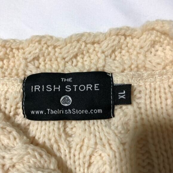 Irish Store womens XL merino wool fisherman cable knit sweater open knit detail - Picture 8 of 11